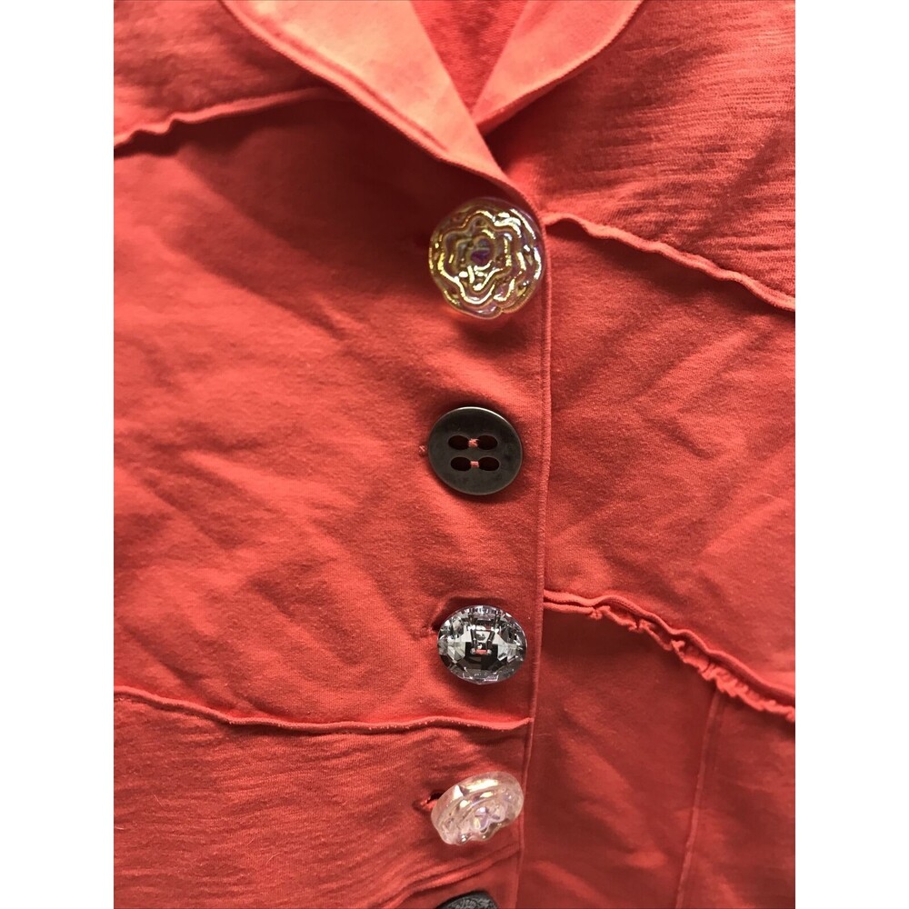 Neon Buddha Women's Shacket Size Medium Long Sleeve Statement Buttons Orange - Picture 2 of 14